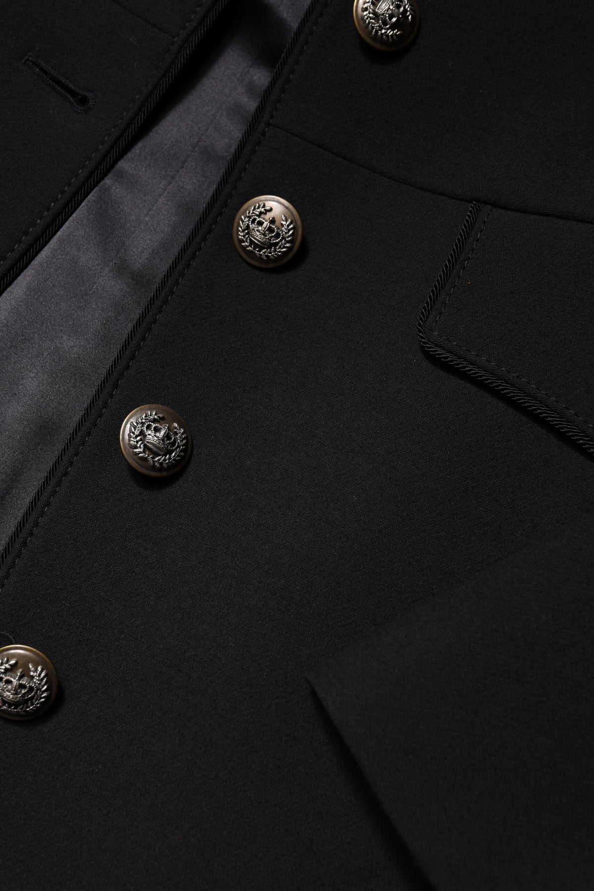 Dolce & Gabbana Women's Single Breasted Virgin Wool Silk Nylon & Elastane Trench Coat - Black