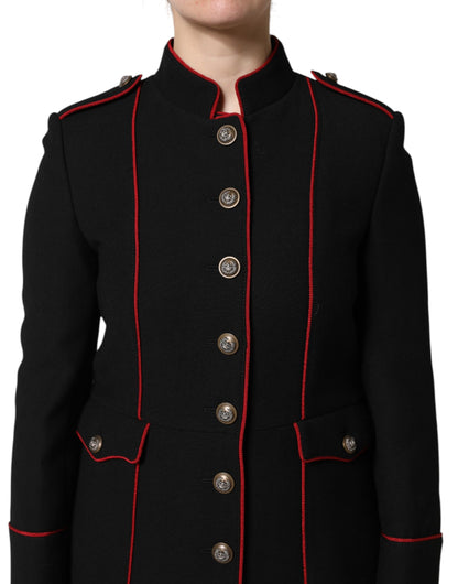 Dolce & Gabbana Women's Single Breasted Virgin Wool Silk Nylon & Elastane Trench Coat - Black