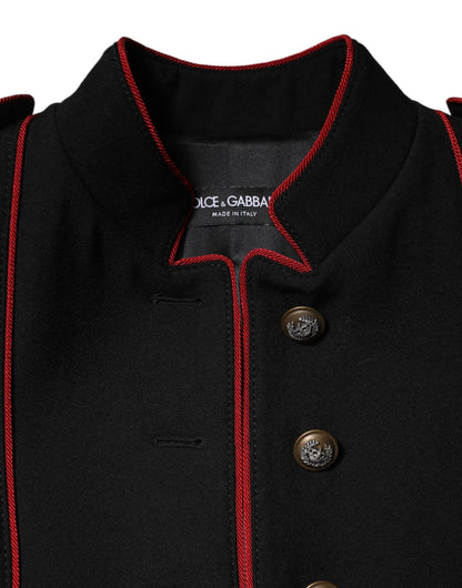 Dolce & Gabbana Women's Single Breasted Virgin Wool Silk Nylon & Elastane Trench Coat - Black