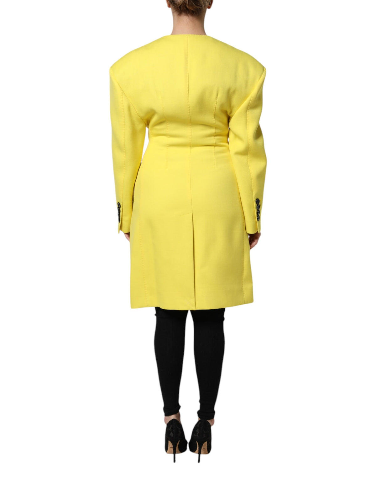 Dolce & Gabbana Women's Double Breasted Virgin Wool & Silk Trench Coat - Yellow