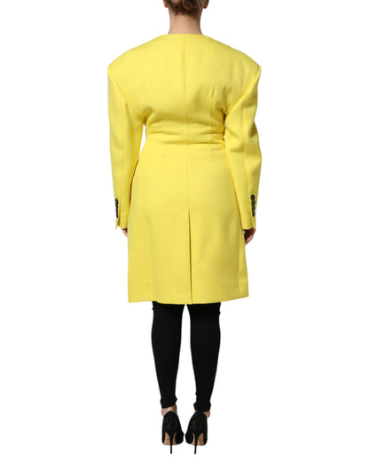 Dolce & Gabbana Women's Double Breasted Virgin Wool & Silk Trench Coat - Yellow