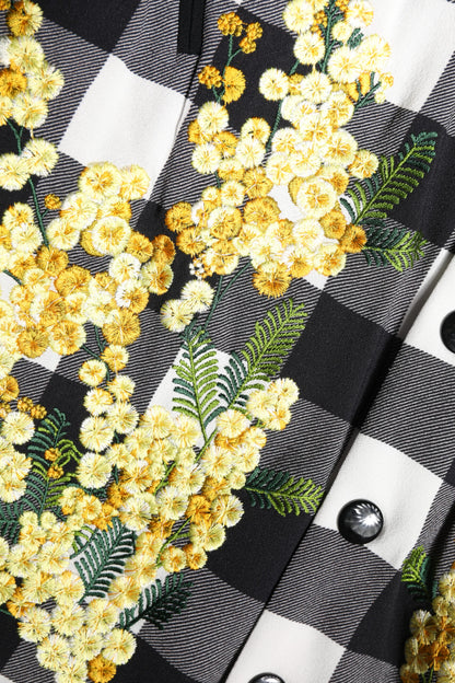Dolce & Gabbana Women's Down Silk Cotton Viscose & Acetate Jacket - Black White Floral