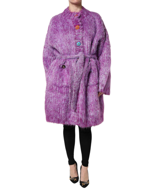 Dolce & Gabbana Women's Nylon Polyester Mohair & Virgin Wool Trench Coat - Purple