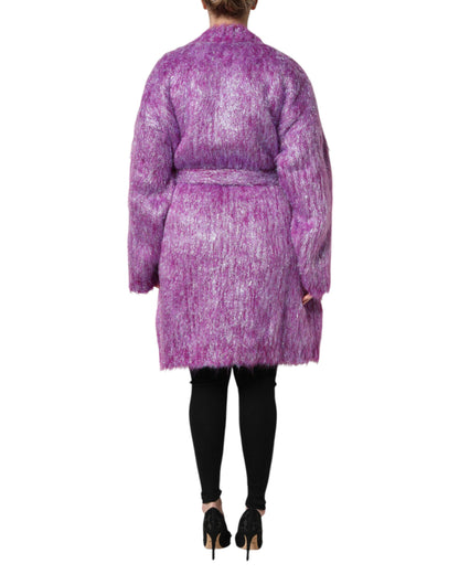 Dolce & Gabbana Women's Nylon Polyester Mohair & Virgin Wool Trench Coat - Purple