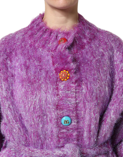Dolce & Gabbana Women's Nylon Polyester Mohair & Virgin Wool Trench Coat - Purple