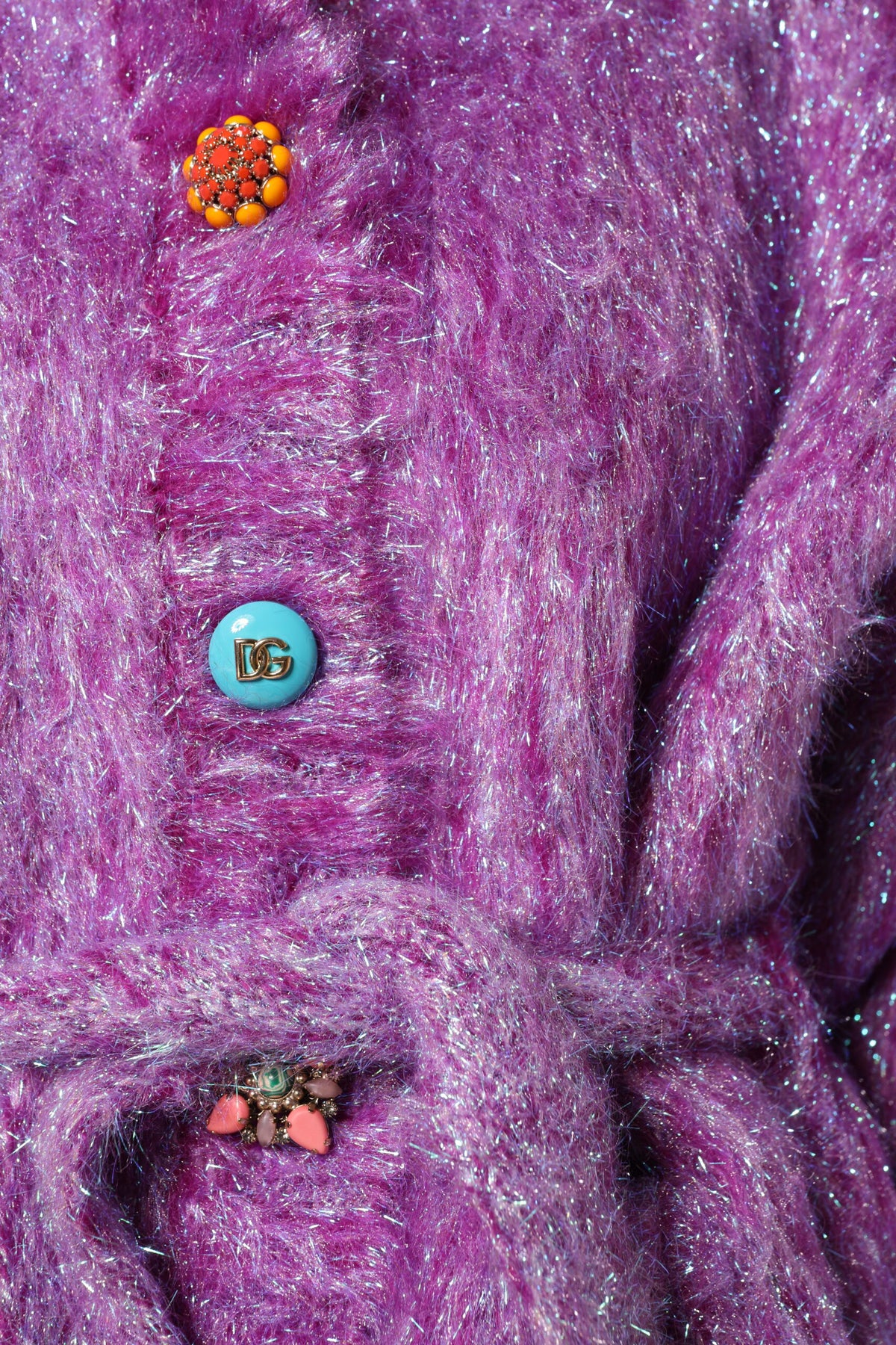 Dolce & Gabbana Women's Nylon Polyester Mohair & Virgin Wool Trench Coat - Purple