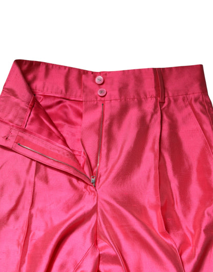 Dolce & Gabbana Women's Tapered Leg Regular Fit High Rise Silk Jeans - Pink