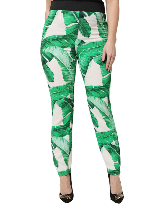 Dolce & Gabbana Women's Regular Fit High Rise Viscose Jeans - Green White Print