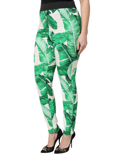 Dolce & Gabbana Women's Regular Fit High Rise Viscose Jeans - Green White Print
