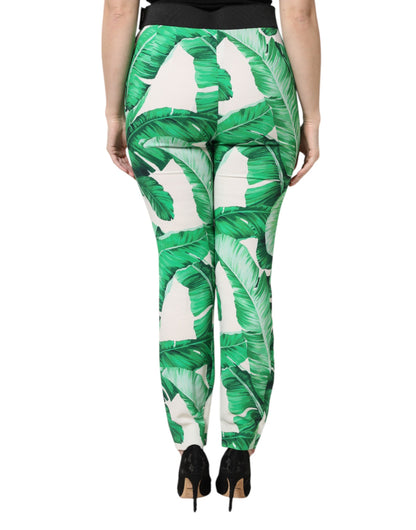 Dolce & Gabbana Women's Regular Fit High Rise Viscose Jeans - Green White Print