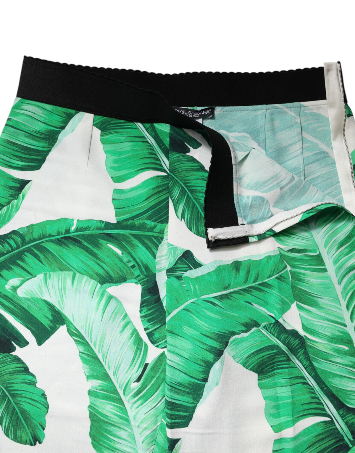 Dolce & Gabbana Women's Regular Fit High Rise Viscose Jeans - Green White Print