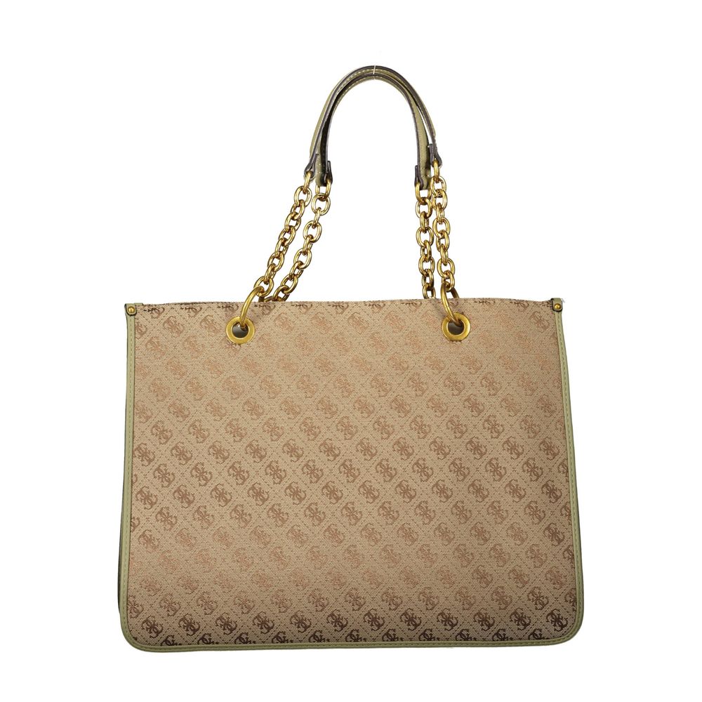 Guess Jeans Aileen Beige & Green Signature Tote Handbag