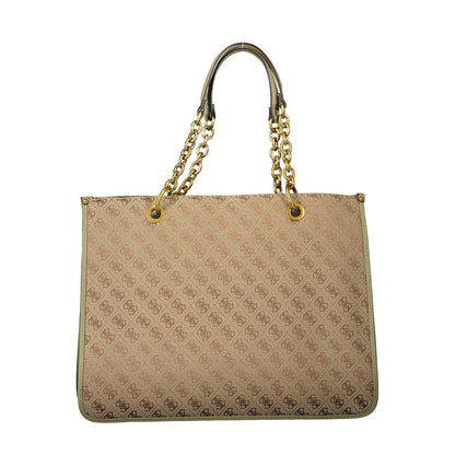 Guess Jeans Aileen Beige & Green Signature Tote Handbag