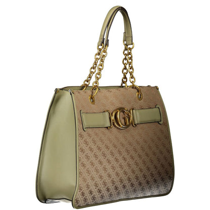 Guess Jeans Aileen Beige & Green Signature Tote Handbag