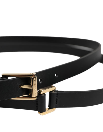 Dolce & Gabbana Calf Leather & Metal Belt - Black Gold