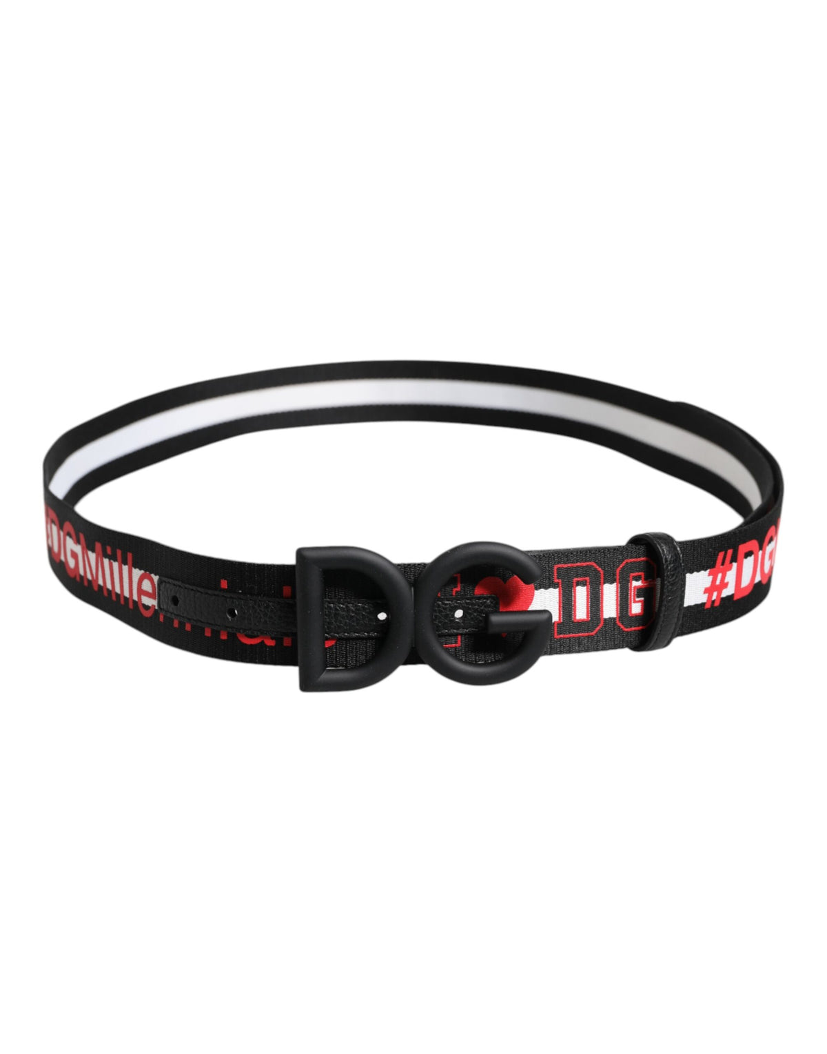 Dolce & Gabbana Brass Leather Polyester & Metal Belt - Black Print