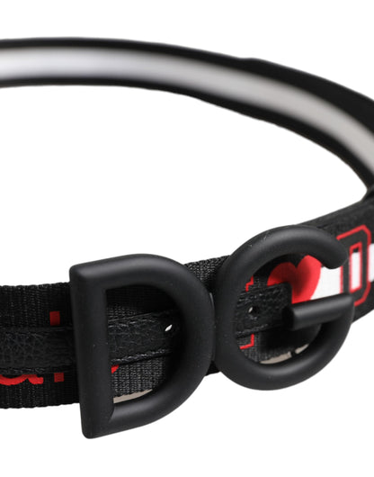 Dolce & Gabbana Brass Leather Polyester & Metal Belt - Black Print