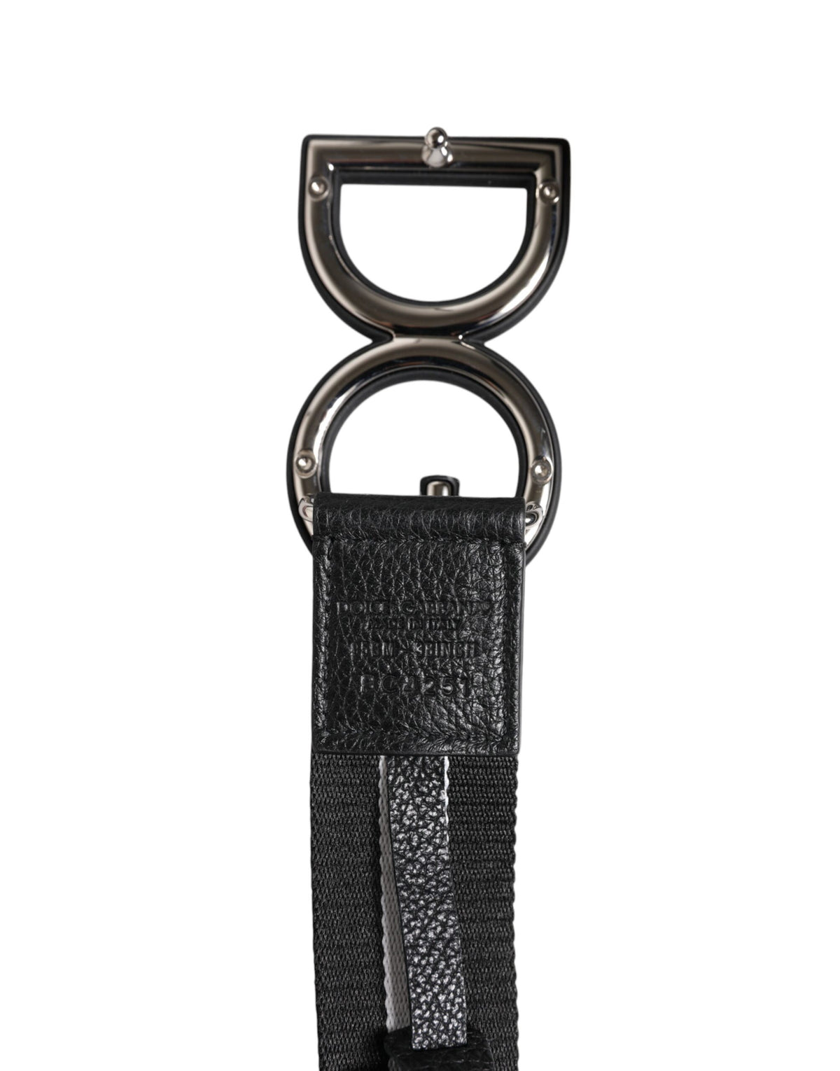 Dolce & Gabbana Brass Leather Polyester & Metal Belt - Black Print