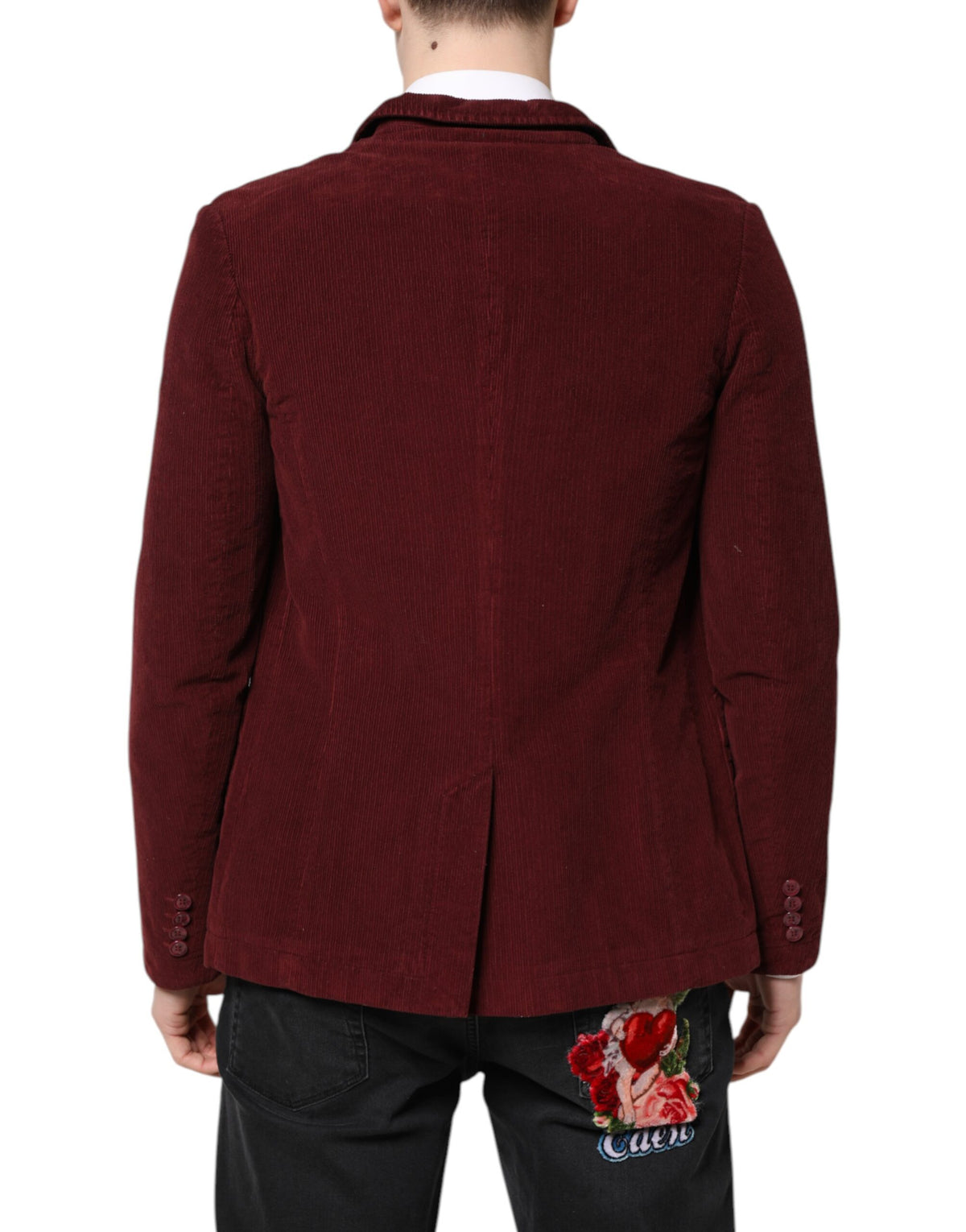 GF Ferre Men's Single Breasted Corduroy Blazer - Maroon