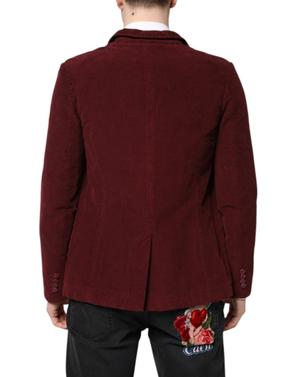 GF Ferre Men's Single Breasted Corduroy Blazer - Maroon