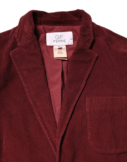 GF Ferre Men's Single Breasted Corduroy Blazer - Maroon