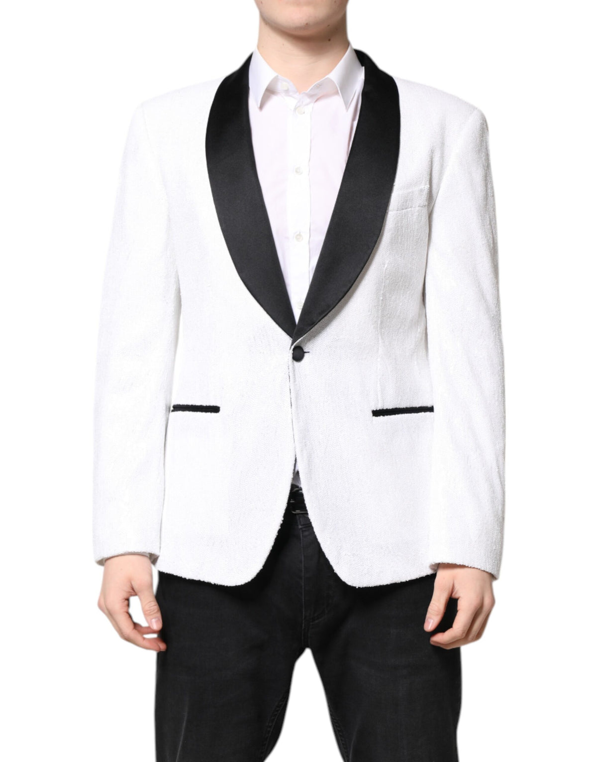Dolce & Gabbana Men's Single Breasted Silk & Nylon Blazer - White