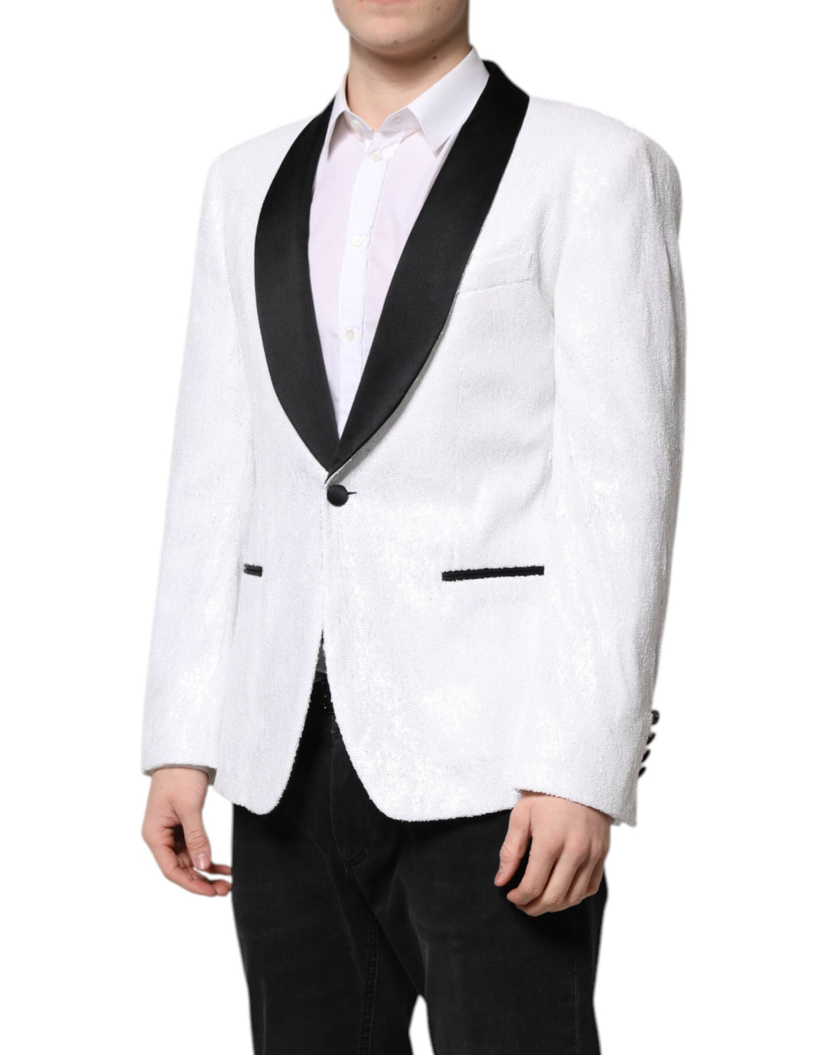 Dolce & Gabbana Men's Single Breasted Silk & Nylon Blazer - White
