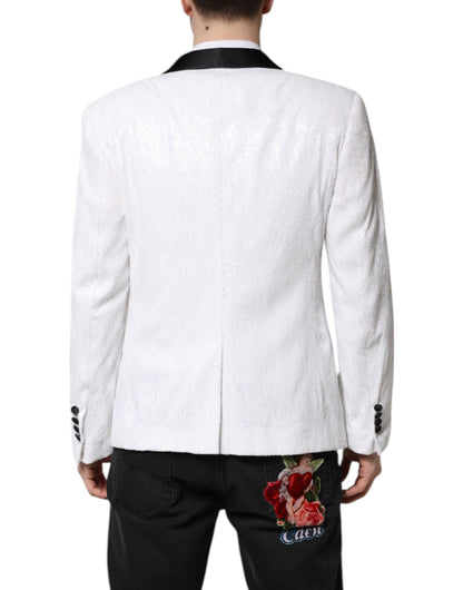 Dolce & Gabbana Men's Single Breasted Silk & Nylon Blazer - White
