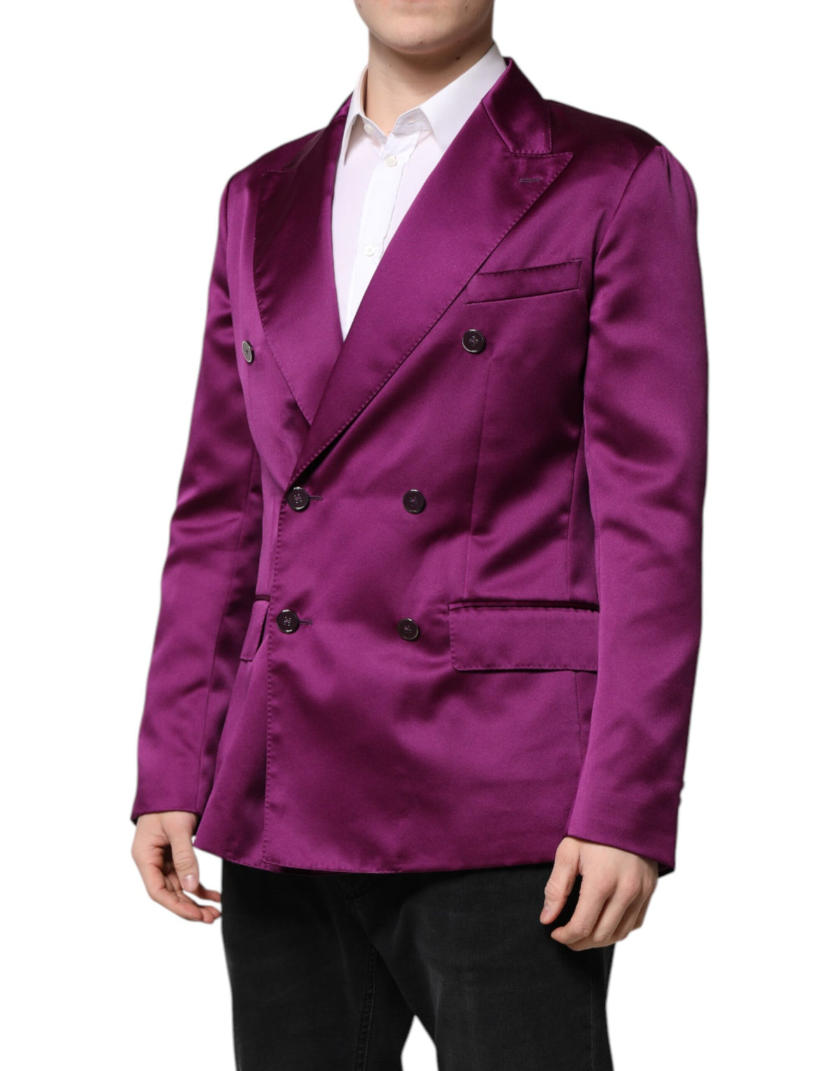 Dolce & Gabbana Men's Double Breasted Polyester & Viscose Blazer - Purple