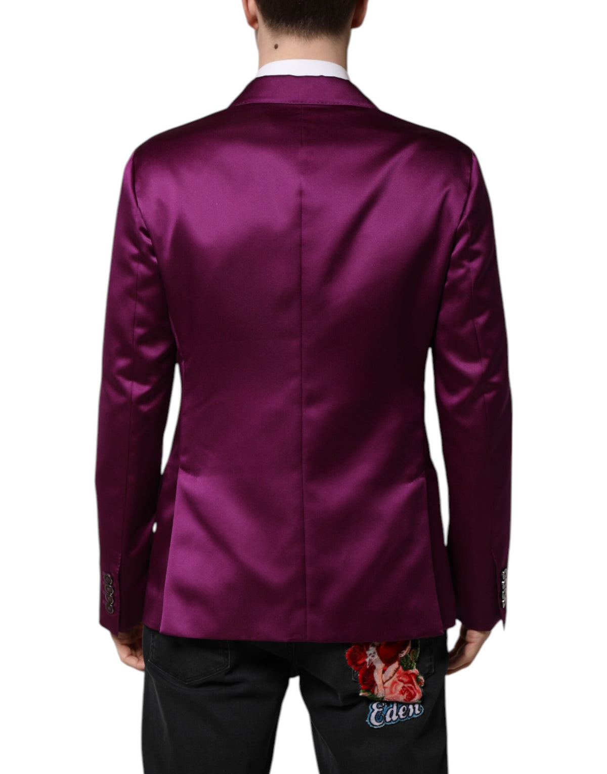 Dolce & Gabbana Men's Double Breasted Polyester & Viscose Blazer - Purple