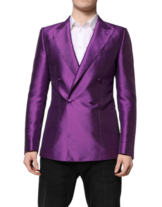 Dolce & Gabbana Men's Double Breasted Polyester & Viscose Blazer - Purple