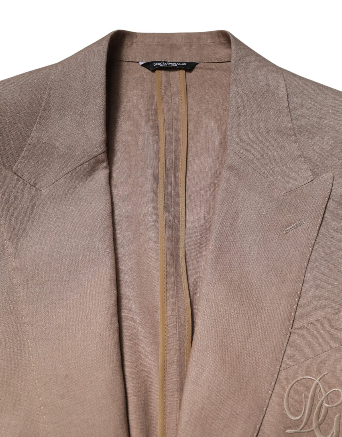 Dolce & Gabbana Men's Single Breasted Flax & Silk Blazer - Beige Brown