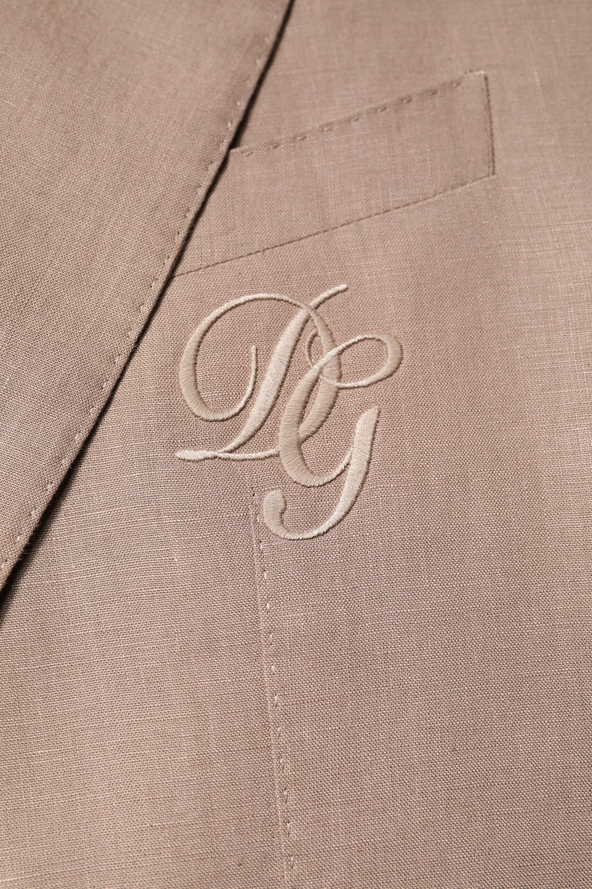 Dolce & Gabbana Men's Single Breasted Flax & Silk Blazer - Beige Brown