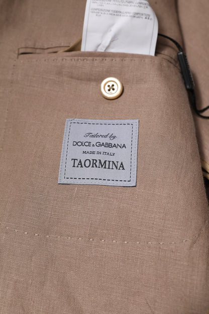Dolce & Gabbana Men's Single Breasted Flax & Silk Blazer - Beige Brown