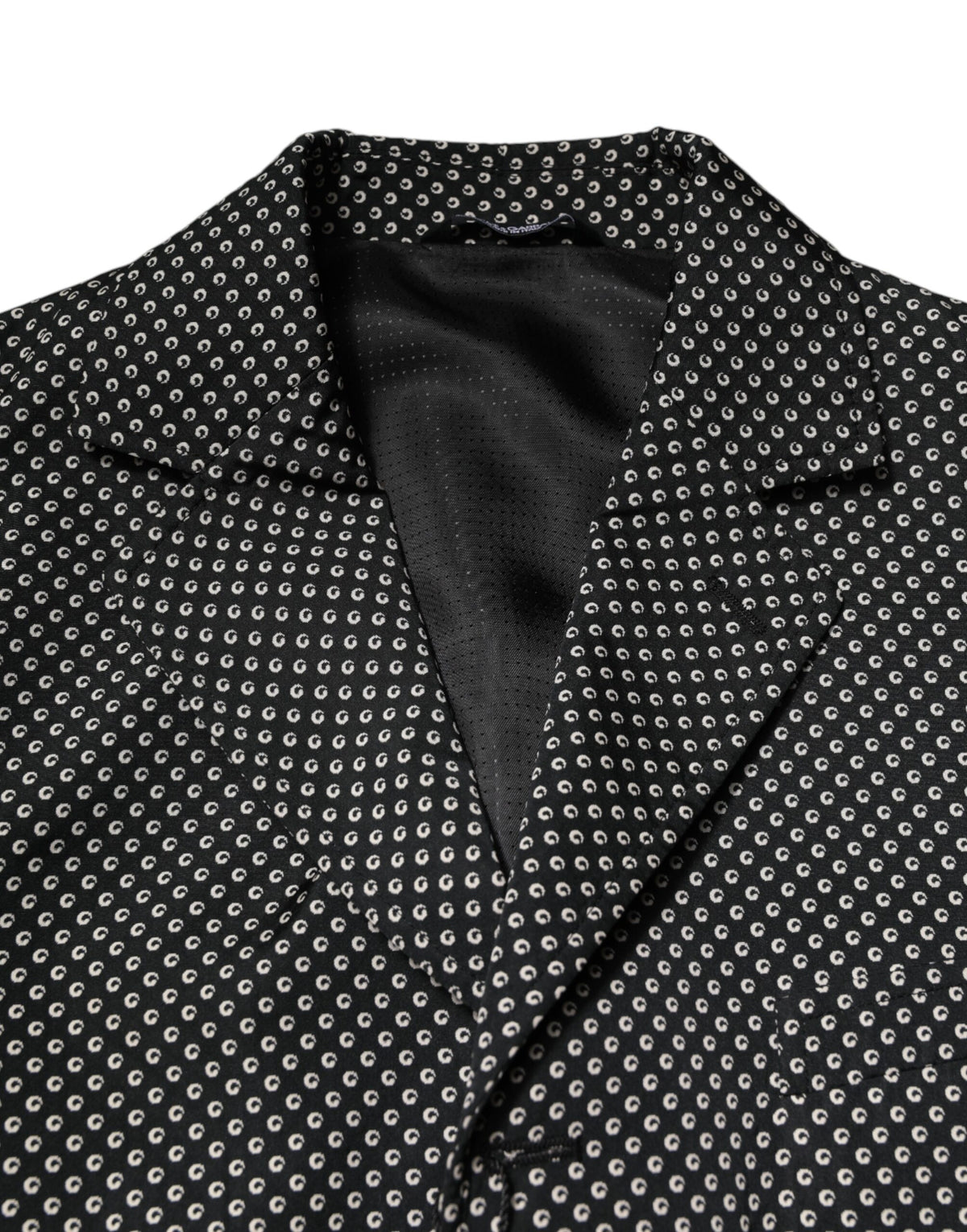 Dolce & Gabbana Men's Single Breasted Polyester Viscose Wool Blazer - Black White Patterned