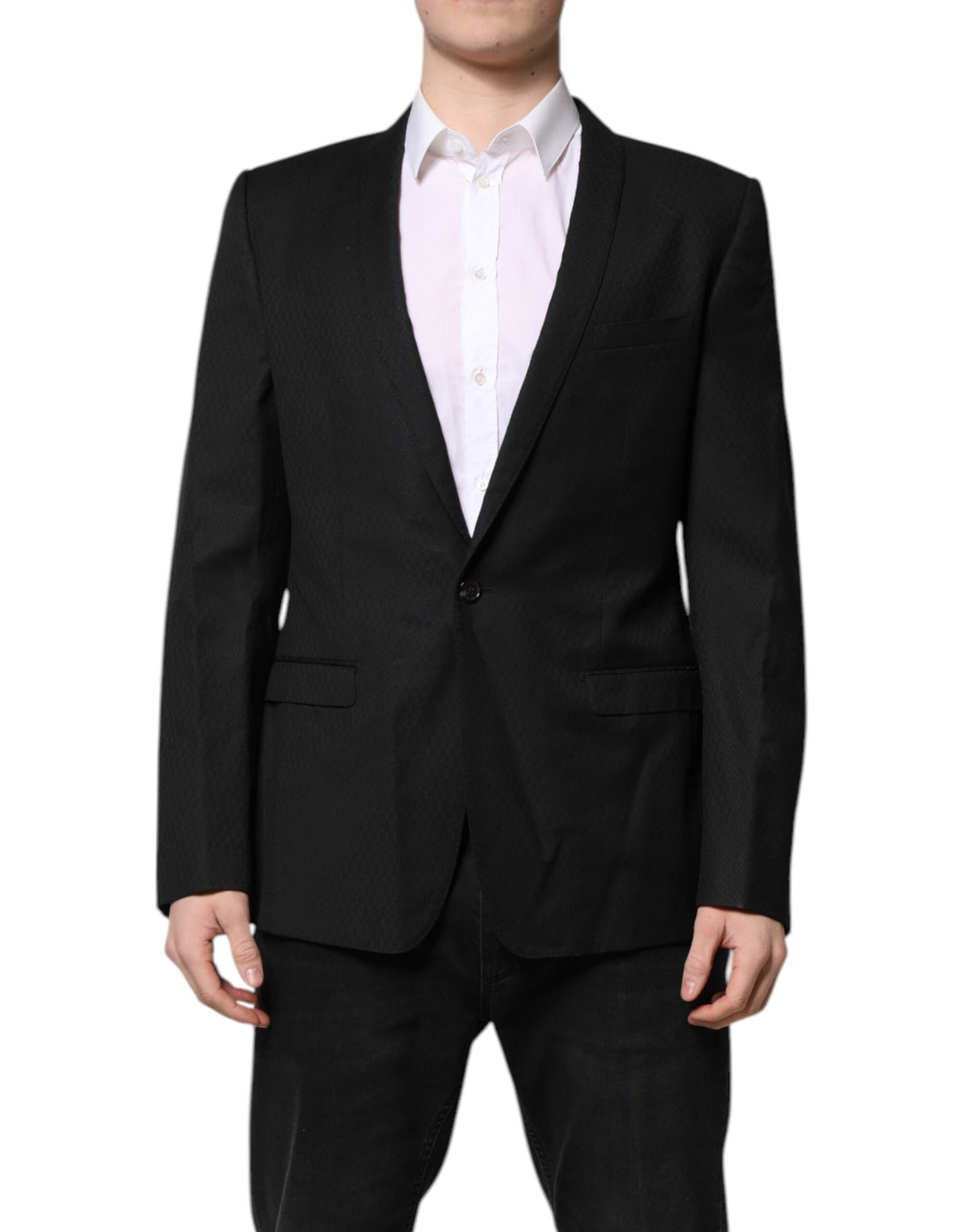 Dolce & Gabbana Men's Single Breasted Virgin Wool Viscose & Cupro Blazer - Black Gold
