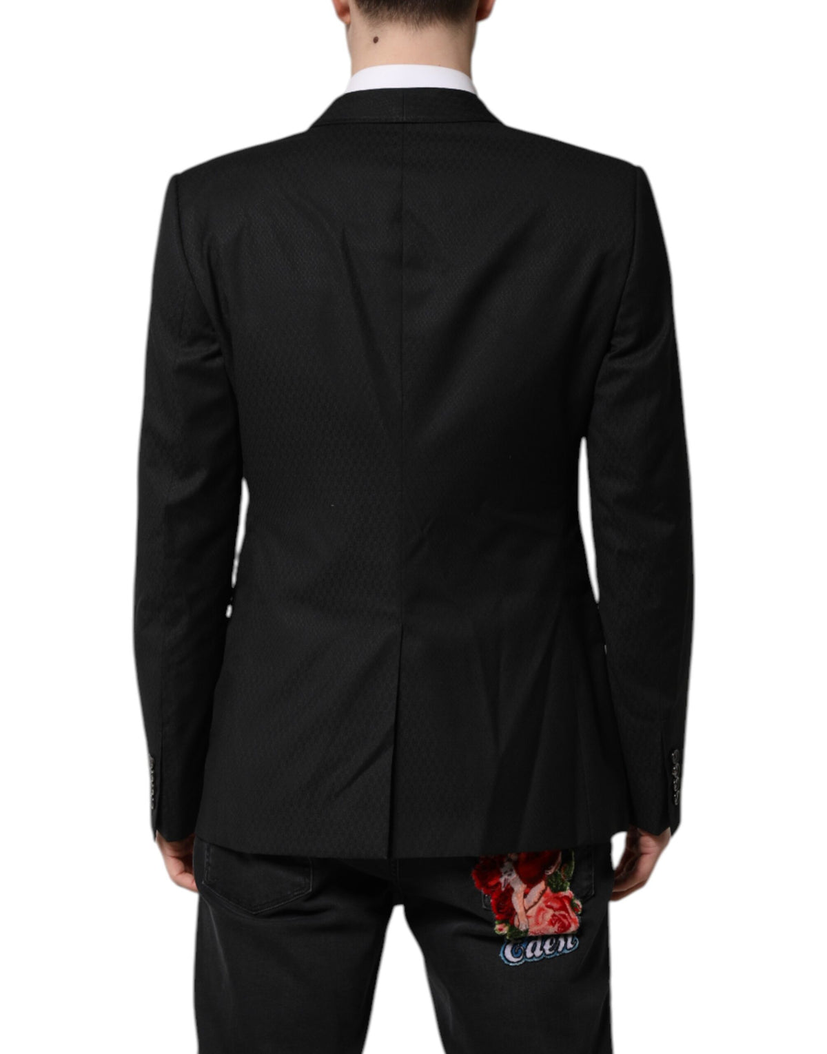 Dolce & Gabbana Men's Single Breasted Virgin Wool Viscose & Cupro Blazer - Black Gold