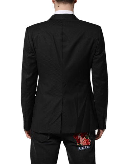 Dolce & Gabbana Men's Single Breasted Virgin Wool Viscose & Cupro Blazer - Black Gold