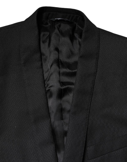 Dolce & Gabbana Men's Single Breasted Virgin Wool Viscose & Cupro Blazer - Black Gold