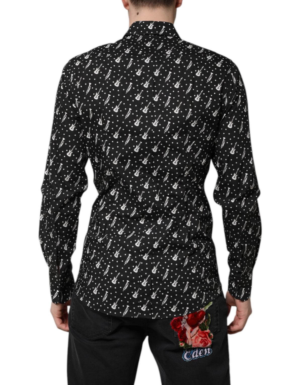 Dolce & Gabbana Men's Slim Long-Sleeve Cotton Dress Shirt - Black Gold