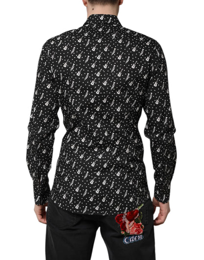 Dolce & Gabbana Men's Slim Long-Sleeve Cotton Dress Shirt - Black Gold