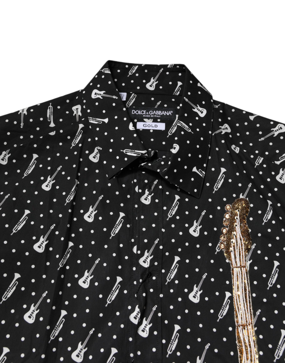 Dolce & Gabbana Men's Slim Long-Sleeve Cotton Dress Shirt - Black Gold
