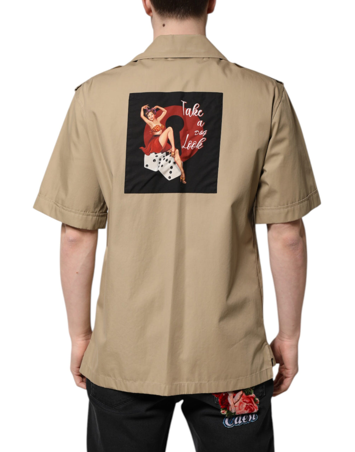 Dolce & Gabbana Men's Regular Fit Short-Sleeve Cotton Shirt - Brown Print