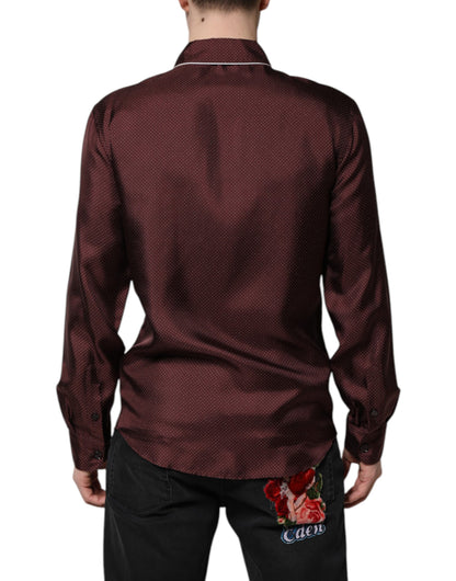 Dolce & Gabbana Men's Regular Fit Long-Sleeve Silk Shirt - Burgundy