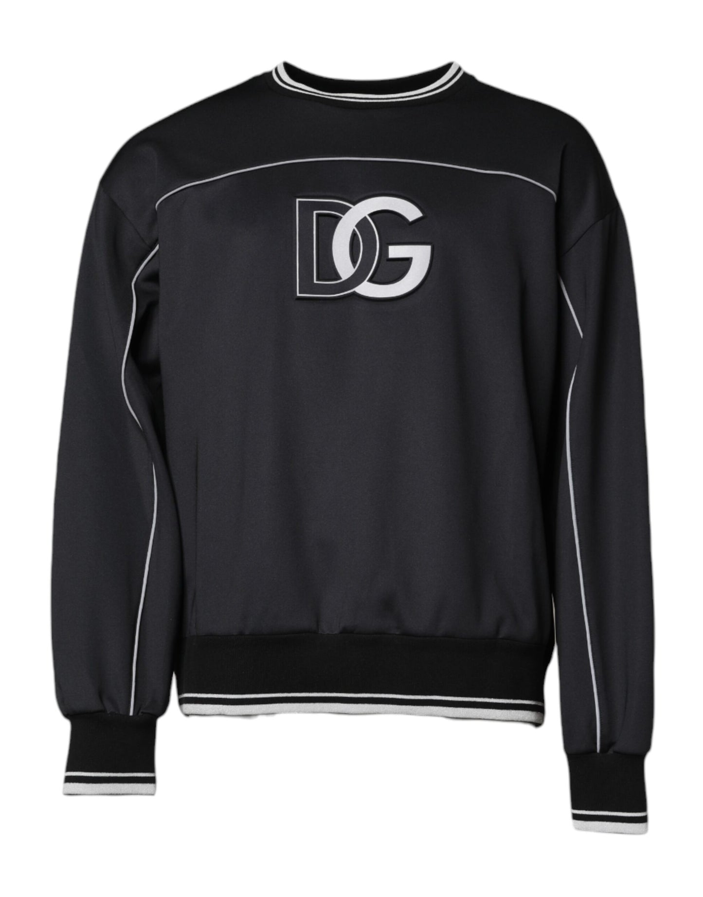 Dolce & Gabbana Black Logo Polyester Crew Neck Men Pullover Sweater