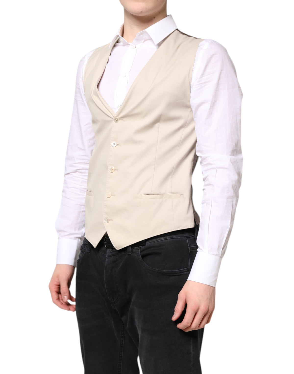 Dolce & Gabbana Men's Single Breasted Vest - Beige Gray
