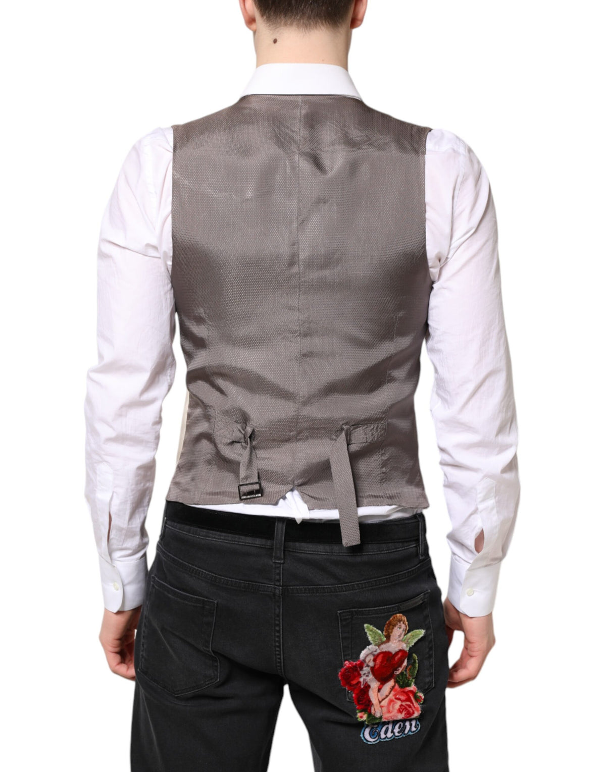 Dolce & Gabbana Men's Single Breasted Vest - Beige Gray