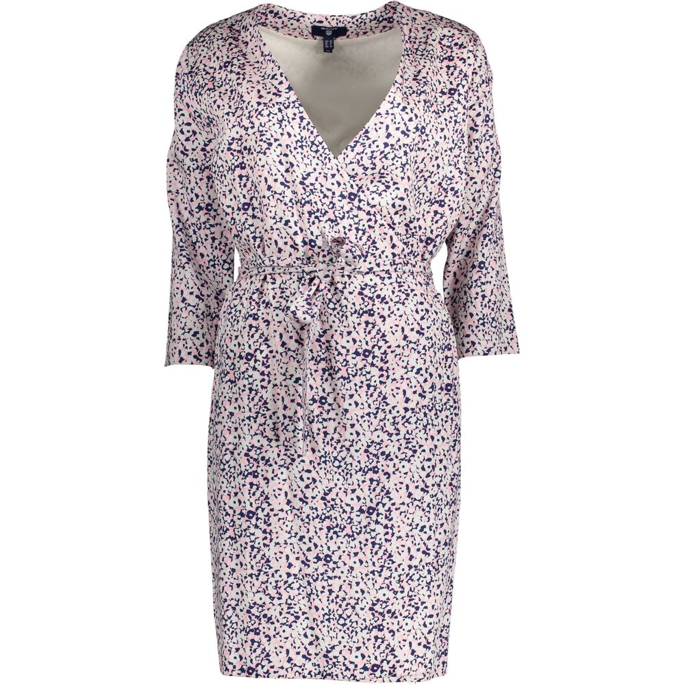 Gant Pink & Blue Abstract Print Lyocell V-neck Wrap Dress