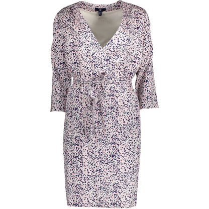 Gant Pink & Blue Abstract Print Lyocell V-neck Wrap Dress
