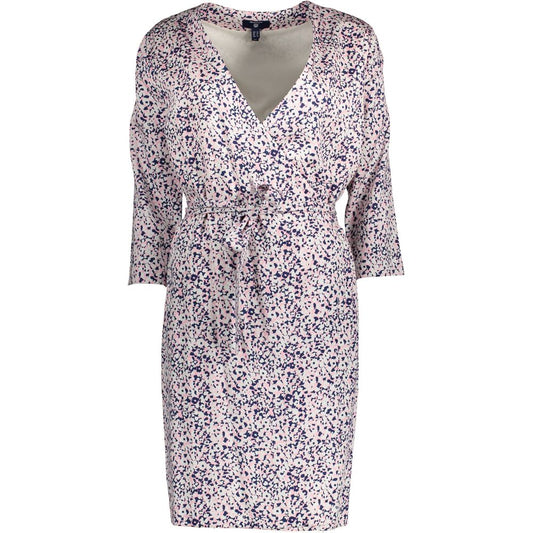 Gant Pink & Blue Abstract Print Lyocell V-neck Wrap Dress